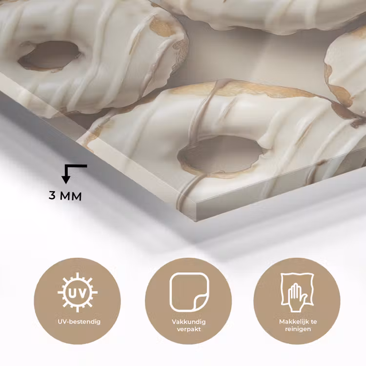 Glas schilderij - Donuts - Chocolade - Wit - Beige — 3