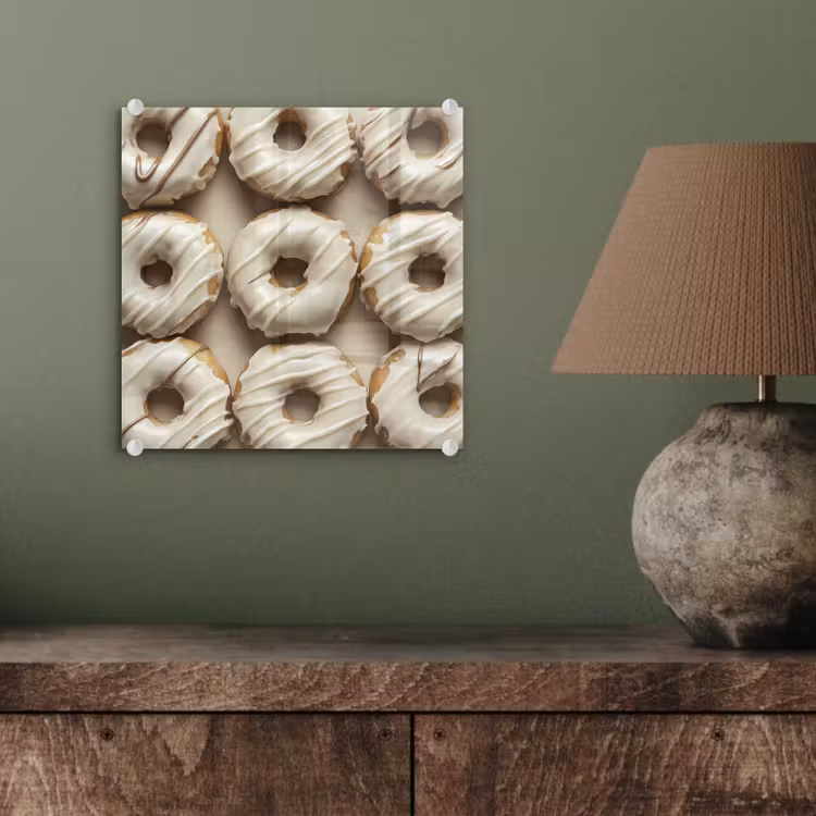 Glas schilderij - Donuts - Chocolade - Wit - Beige — 4