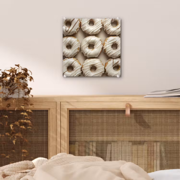Glas schilderij - Donuts - Chocolade - Wit - Beige — 5