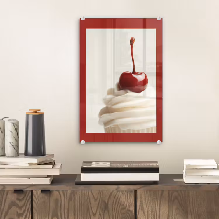 Glas schilderij - Cupcake - Kers - Rood — 2