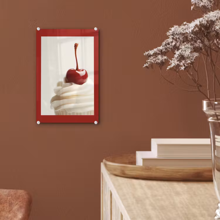 Glas schilderij - Cupcake - Kers - Rood — 6