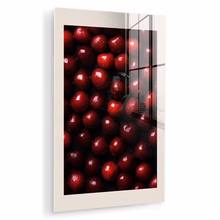 Glas schilderij - Kersen - Rood — 1