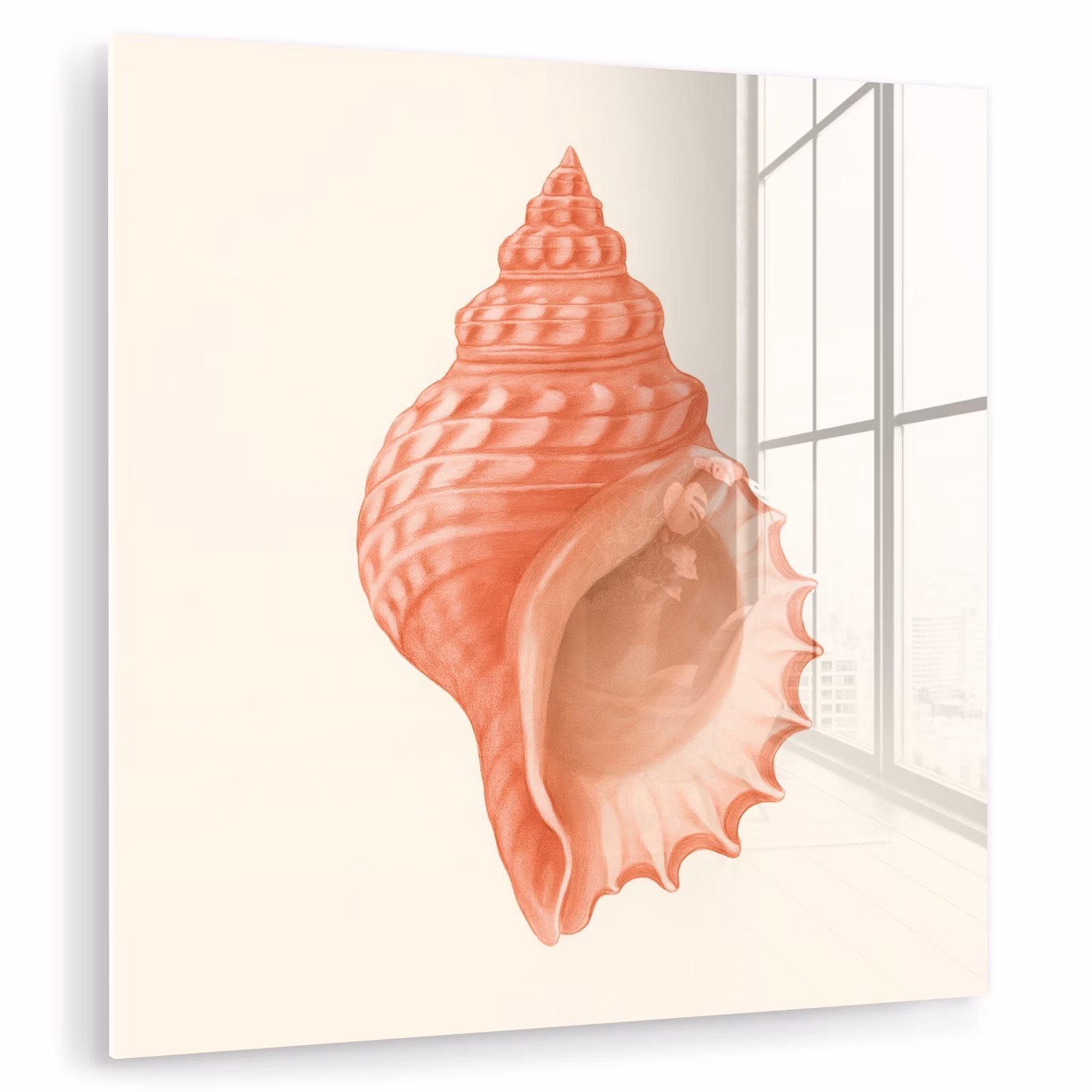Glas schilderij - Schelp - Roze - Structuur — 1