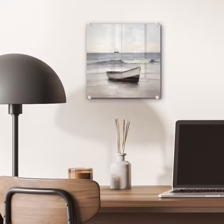 Glas schilderij - Roeiboot - Zee - Horizon — 7