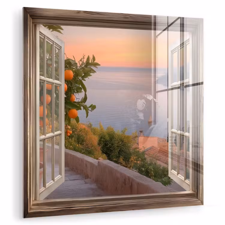 Glas schilderij - Doorkijk - Uitzicht - Meer - Landschap — 1