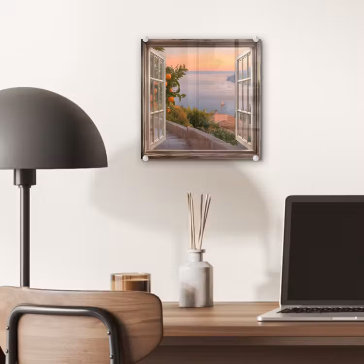 Glas schilderij - Doorkijk - Uitzicht - Meer - Landschap — 7