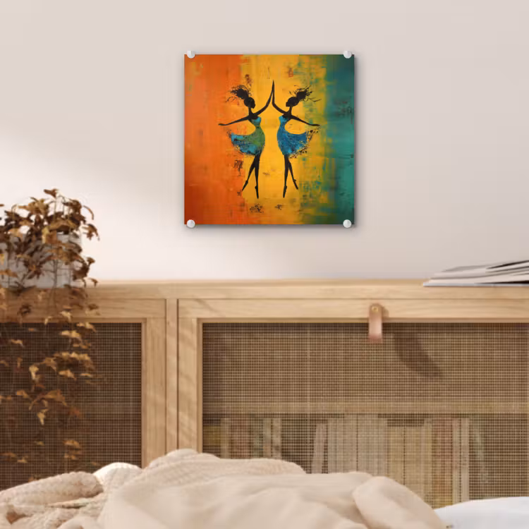 Glas schilderij - Dansen - Vrouwen - Verfstructuur — 5