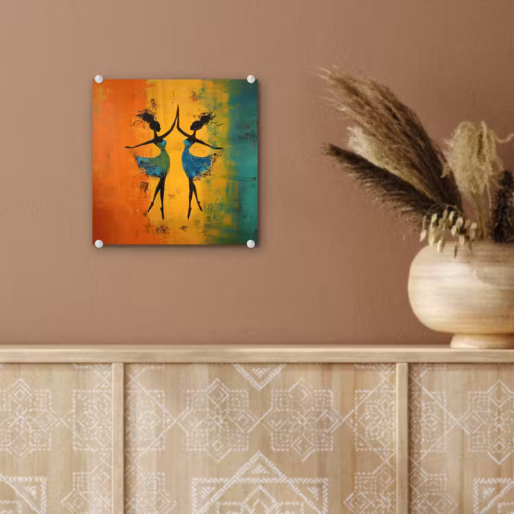 Glas schilderij - Dansen - Vrouwen - Verfstructuur — 6