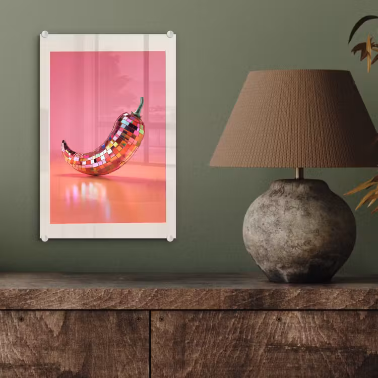 Glas schilderij - Disco - Peper - Roze — 4