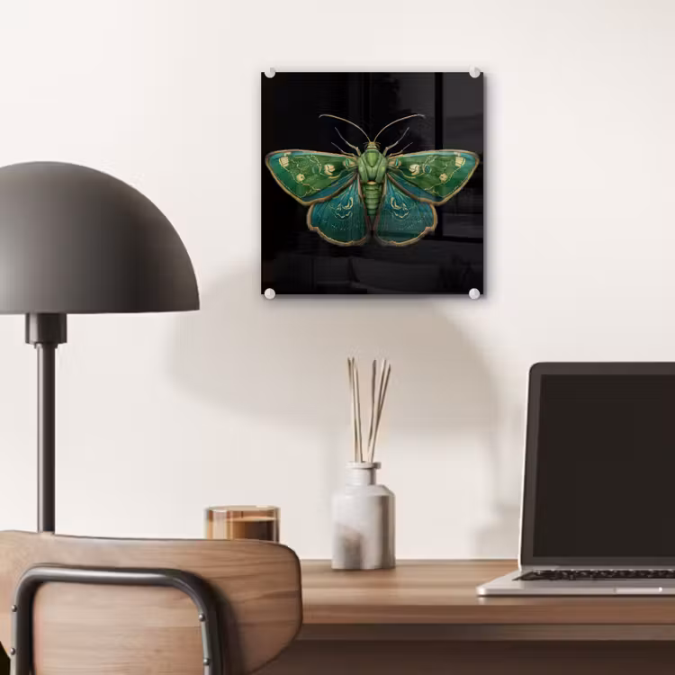 Glas schilderij - Mot - Levendig - Groen — 7