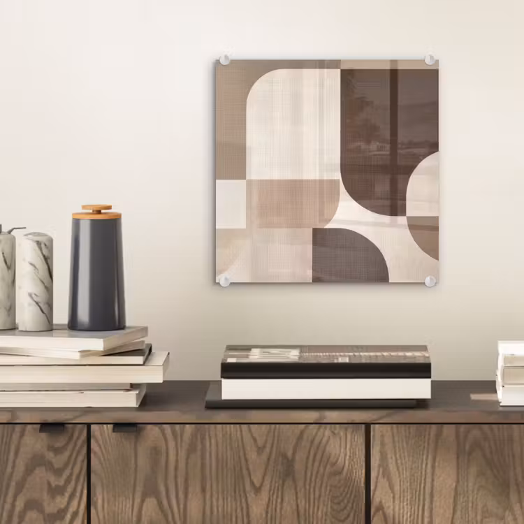 Glas schilderij - Geometrisch - Geweven structuur - Modern — 2