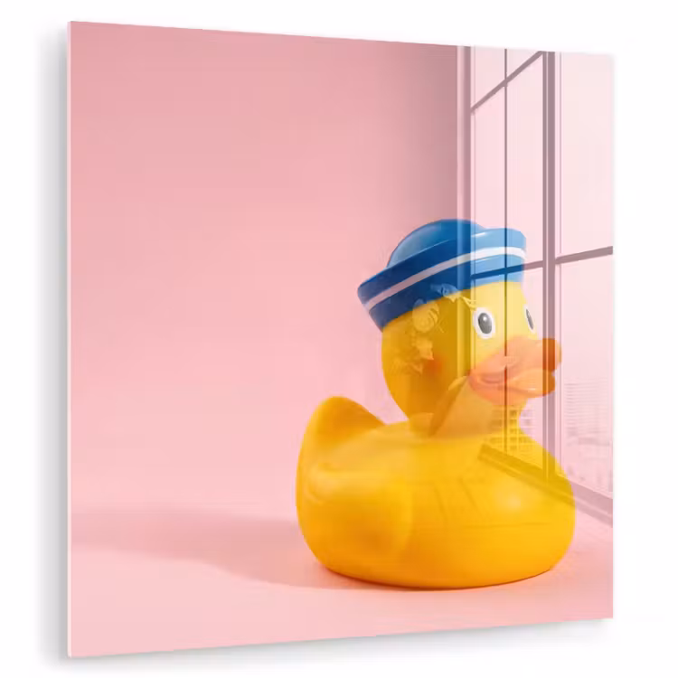 Glas schilderij - Matroos - Eend - Roze — 1