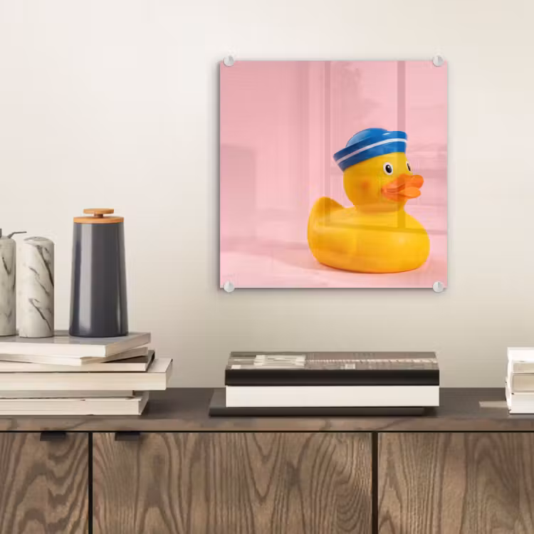 Glas schilderij - Matroos - Eend - Roze — 2