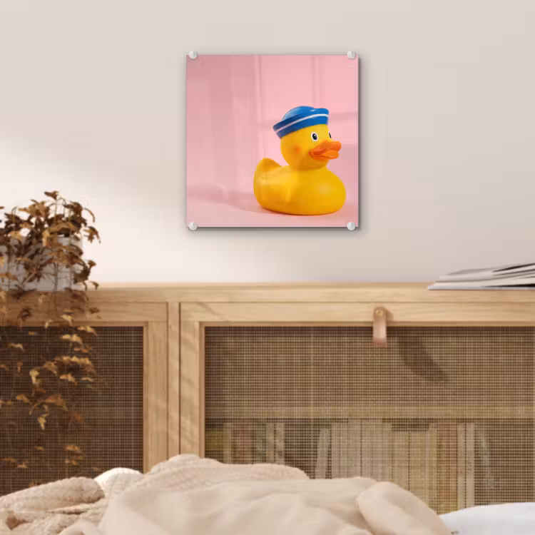 Glas schilderij - Matroos - Eend - Roze — 5