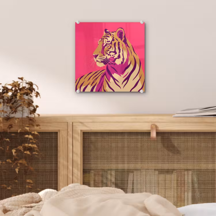 Glas schilderij - Tijger - Modern - Neon — 5