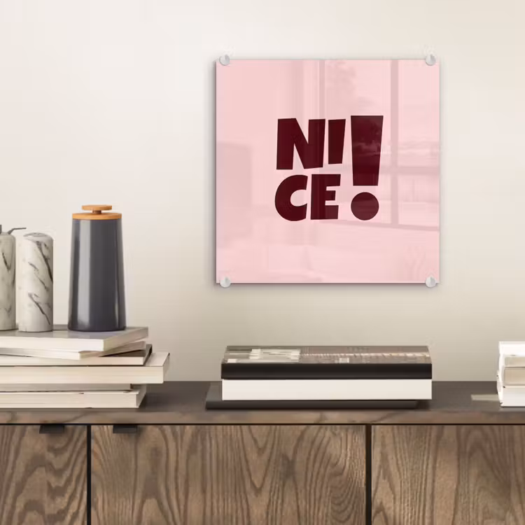 Glas schilderij - Nice - Uitroepteken - Roze — 2