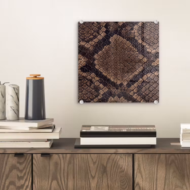 Glas schilderij - Python - Schubben - Brons — 2
