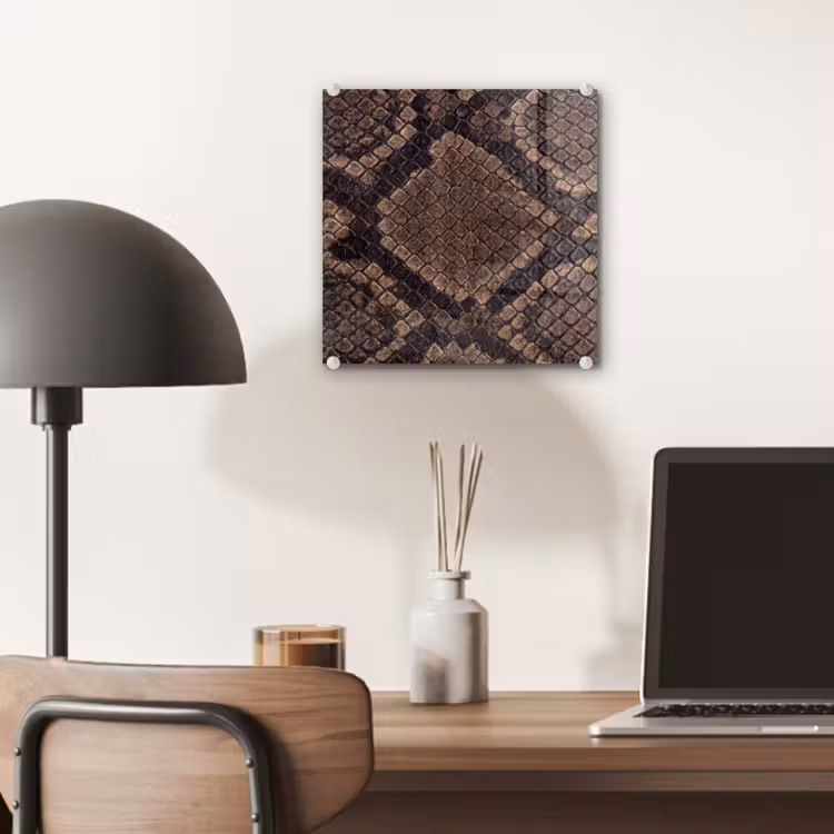 Glas schilderij - Python - Schubben - Brons — 7