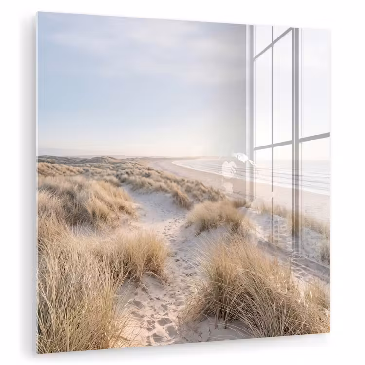 Glas schilderij - Duinen - Strand - Beige — 1