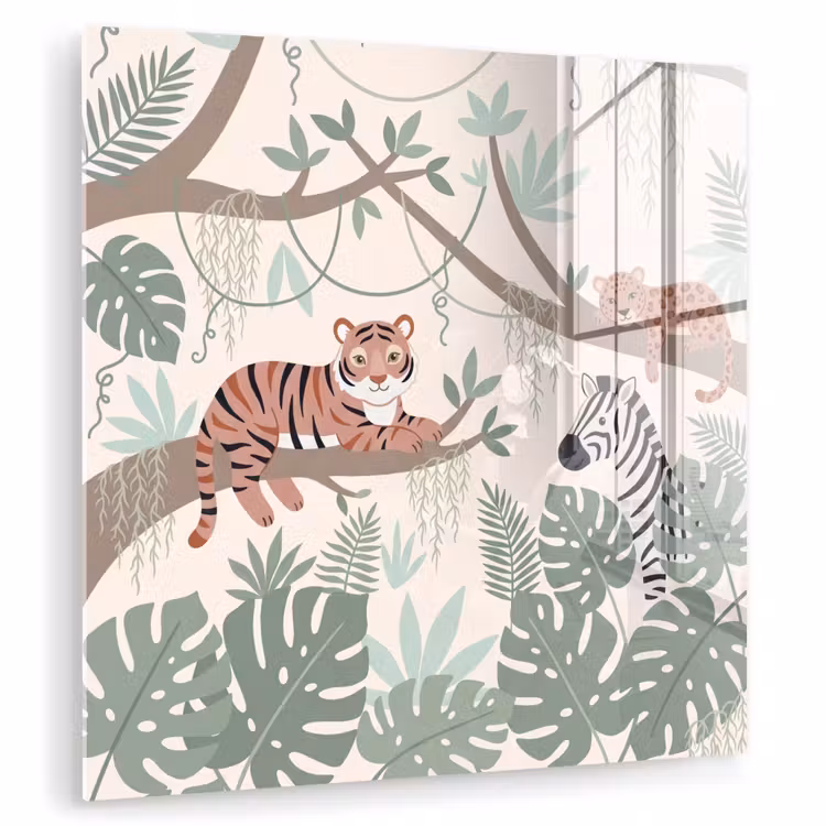 Glas schilderij - Jungle - Rustiek - Pastel — 1