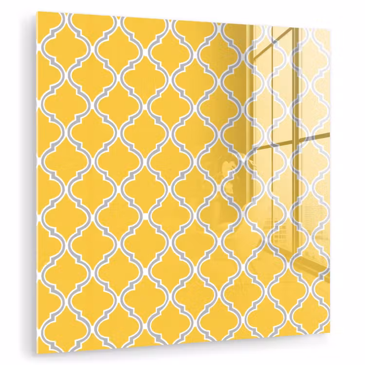 Glas schilderij - Lantaarn - Arabesk - Elegant - Geel — 1