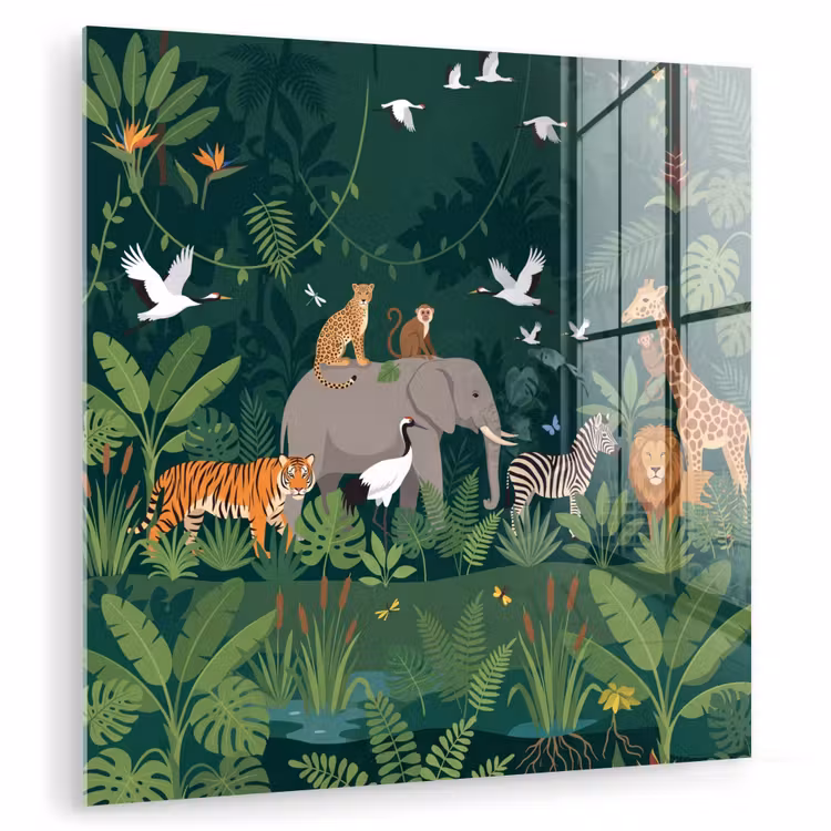 Glas schilderij - Tropisch - Jungle - Groen — 1