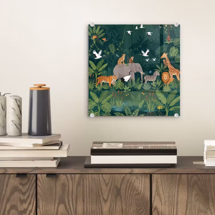 Glas schilderij - Tropisch - Jungle - Groen — 2