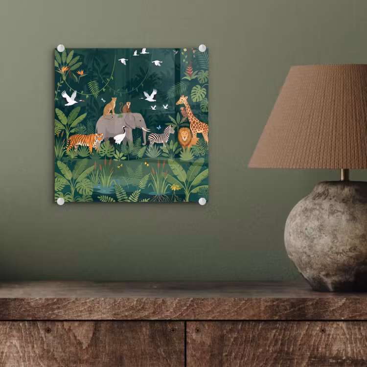 Glas schilderij - Tropisch - Jungle - Groen — 4