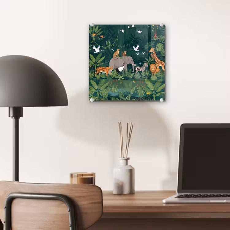 Glas schilderij - Tropisch - Jungle - Groen — 7