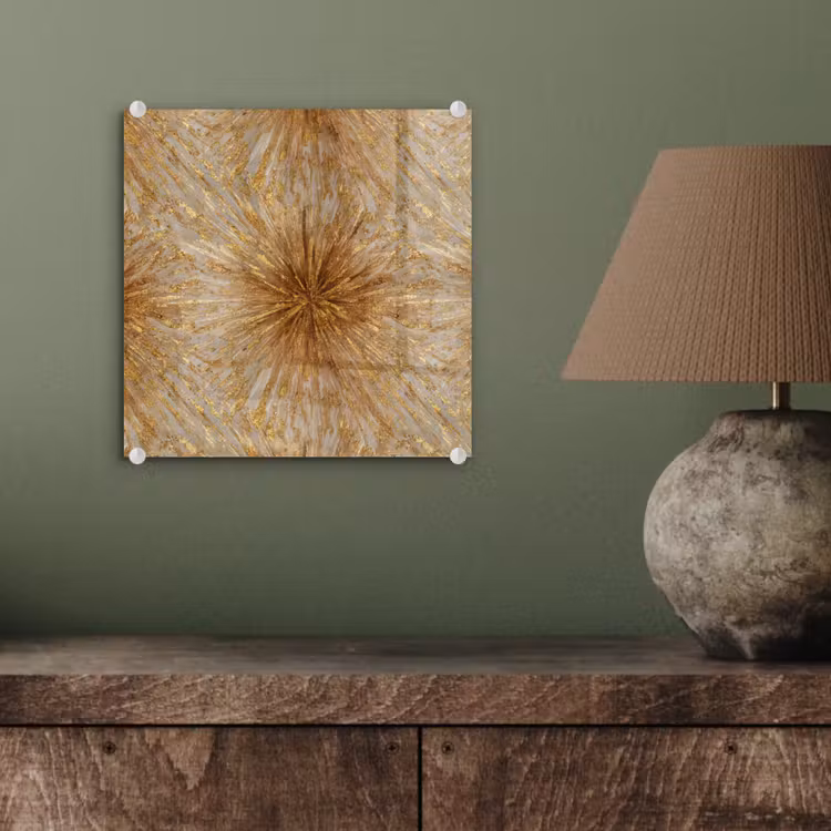 Glas schilderij - Explosie - Abstract - Goud - Wit — 4