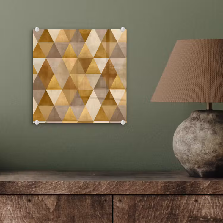 Glas schilderij - Geometrisch - Driehoek - Goud — 4