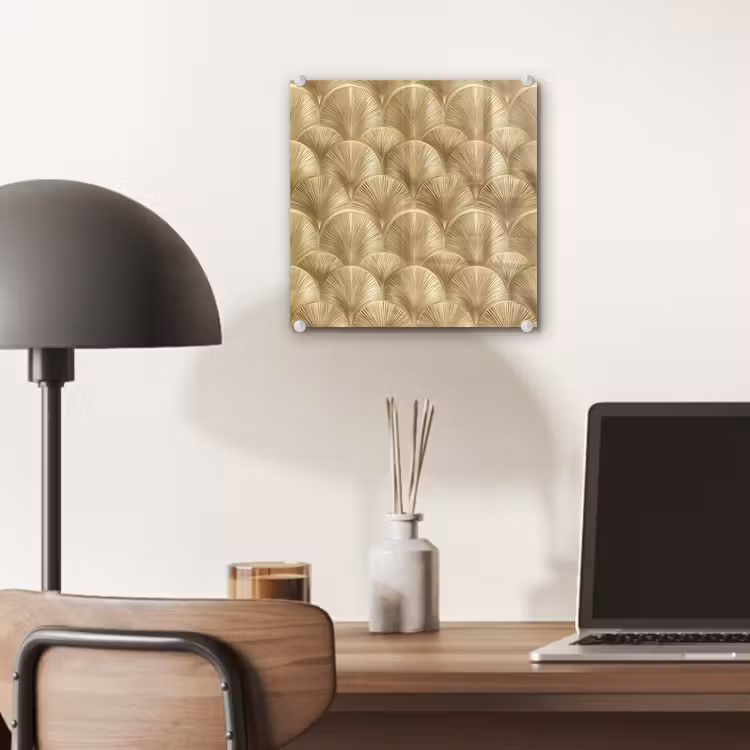 Glas schilderij - Patroon - Waaier - Goud — 7