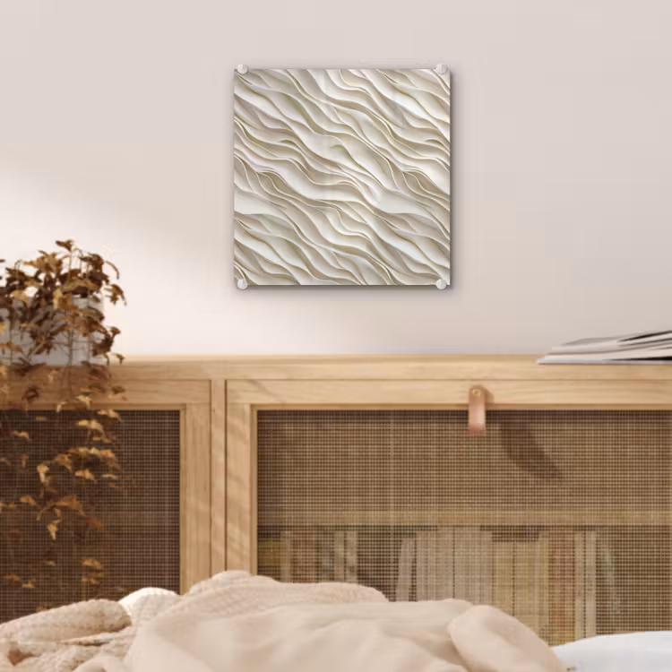 Glas schilderij - Golven - Wit - Minimalistisch — 5