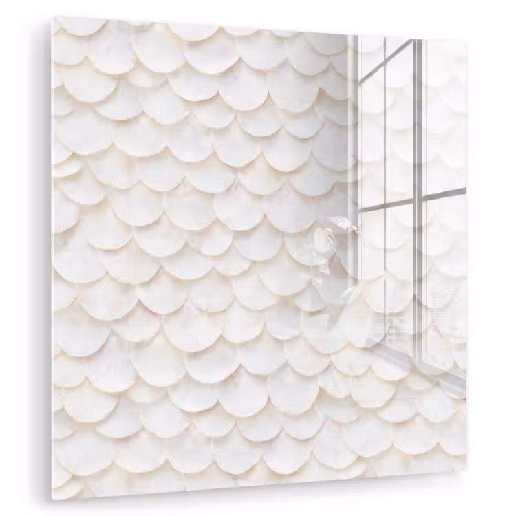 Glas schilderij - Schubben - Wit - Elegant — 1