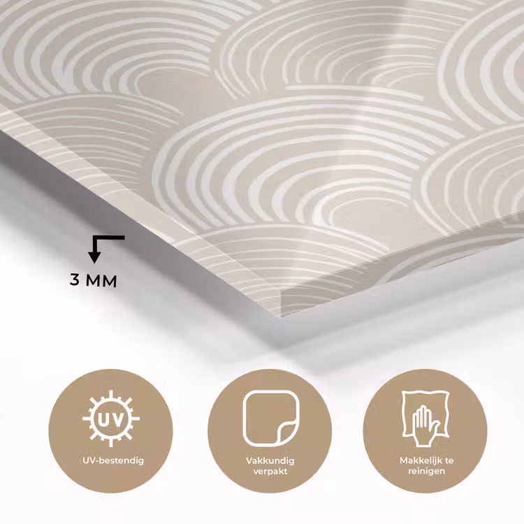 Glas schilderij - Golven - Structuur - Beige — 3