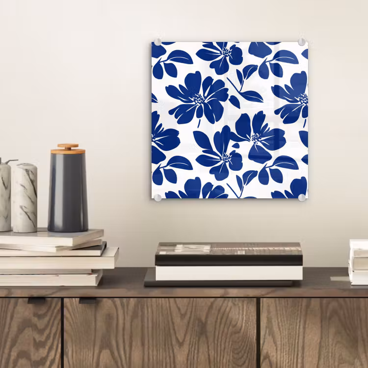 Glas schilderij - Floraal - Modern - Blauw — 2