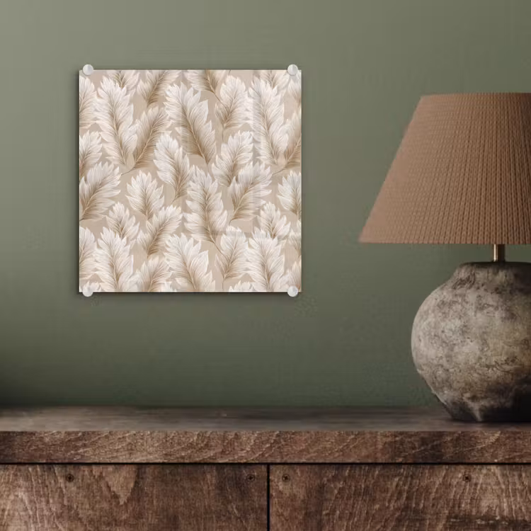 Glas schilderij - Botanisch - Patroon - Beige — 4