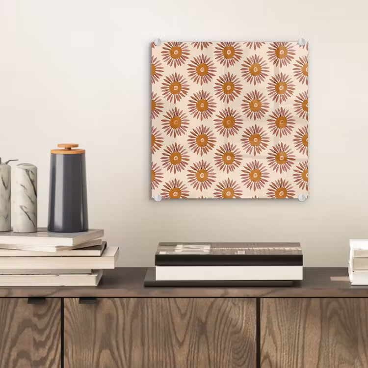 Glas schilderij - Patroon - Retro - Bruin — 2