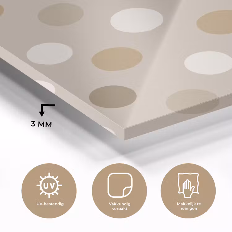 Glas schilderij - Polka - Dots - Beige — 3