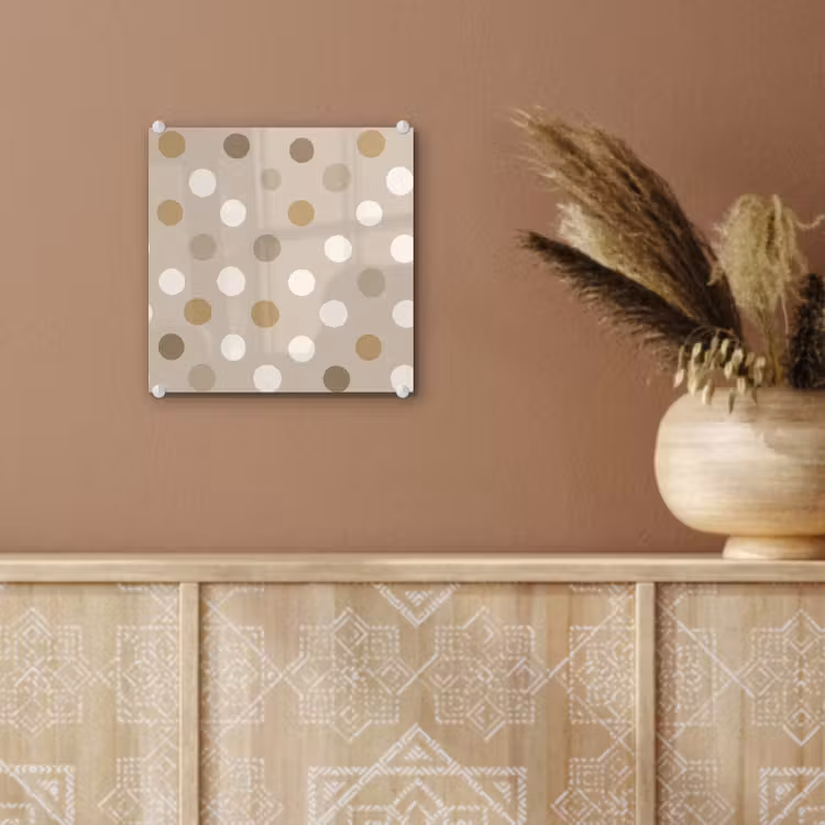 Glas schilderij - Polka - Dots - Beige — 6