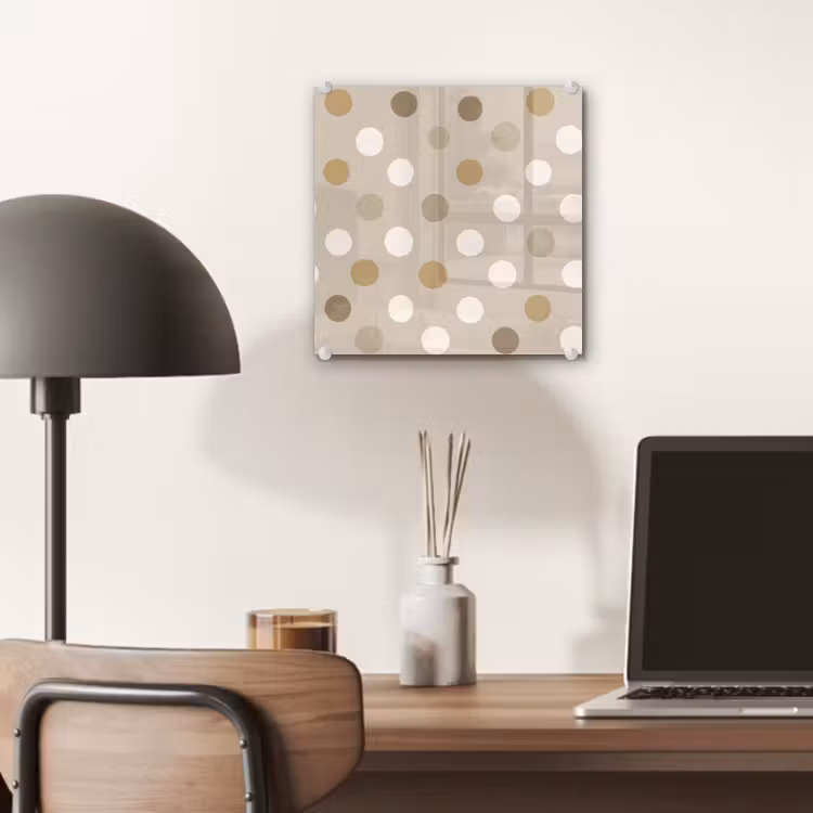 Glas schilderij - Polka - Dots - Beige — 7