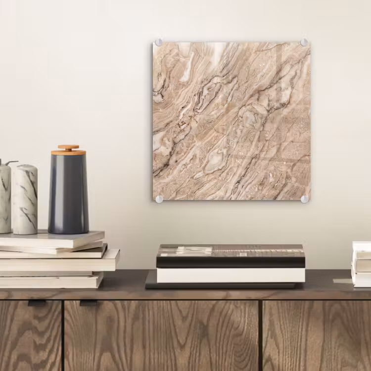Glas schilderij - Textuur - Aders - Abstract - Modern - Beige — 2