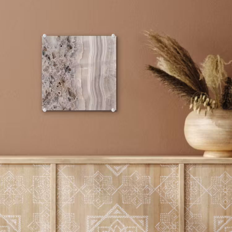 Glas schilderij - Steen - Textuur - Abstract - Beige - Wit — 6