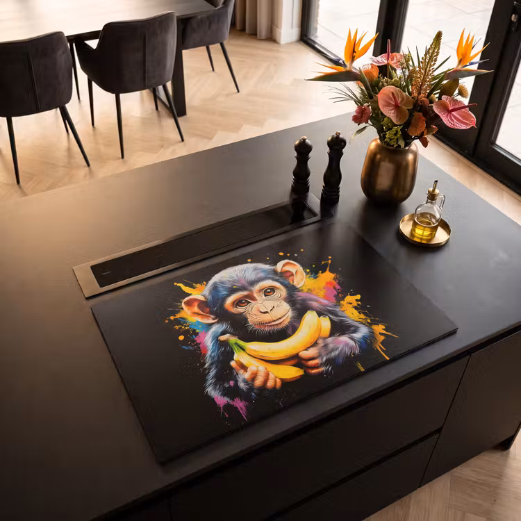 Inductie beschermer - Aap - Graffiti - Kleurrijk - Bananen - Modern — 3