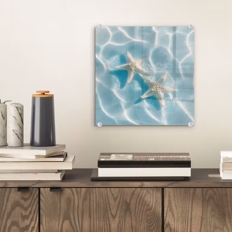 Glas schilderij - Zeesterren - Golvend water - Rustgevend — 2