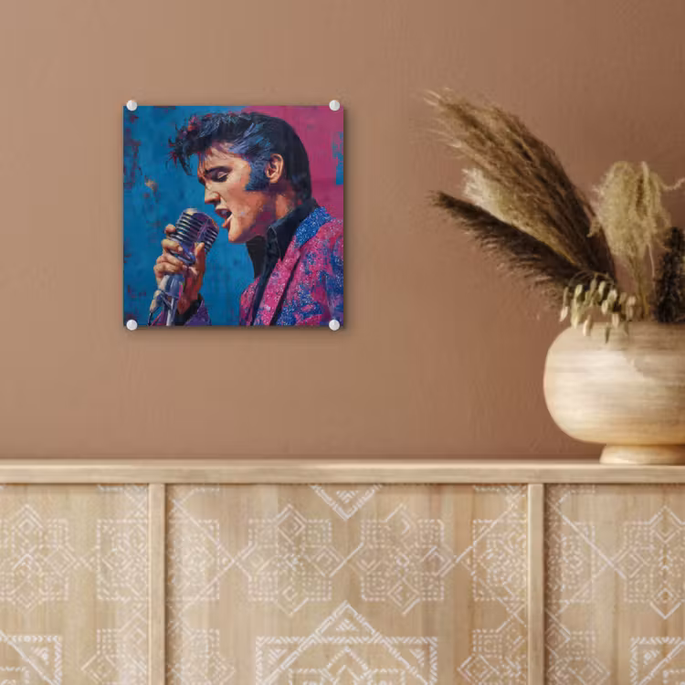 Glas schilderij - Zingende man - Glitterjas - Microfoon — 6
