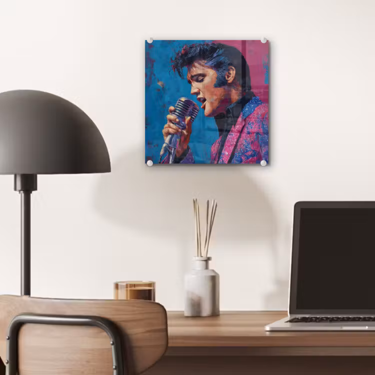 Glas schilderij - Zingende man - Glitterjas - Microfoon — 7