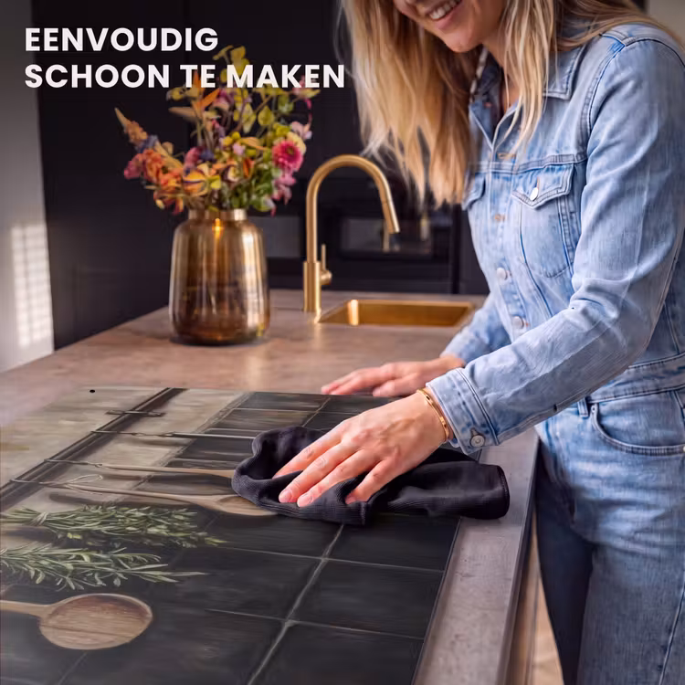 Inductie beschermer en spatscherm (2in1) - Keukengerei - Rustiek - Tegels - Kruiden — 5
