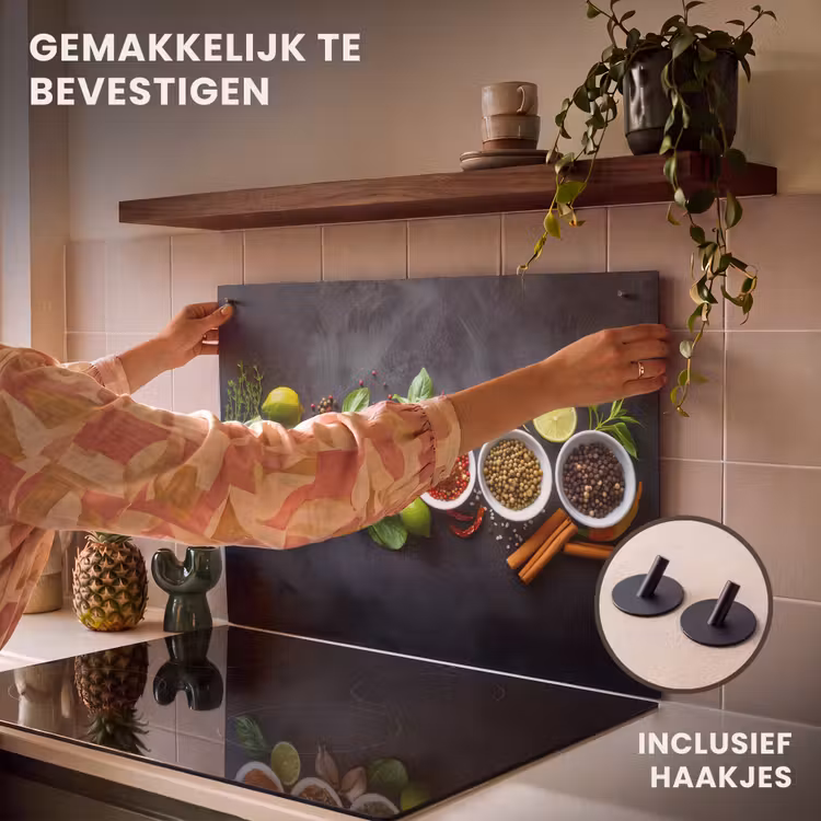 Inductie beschermer en spatscherm (2in1) - Kruiden - Specerijen - Betonlook - Stilleven — 7