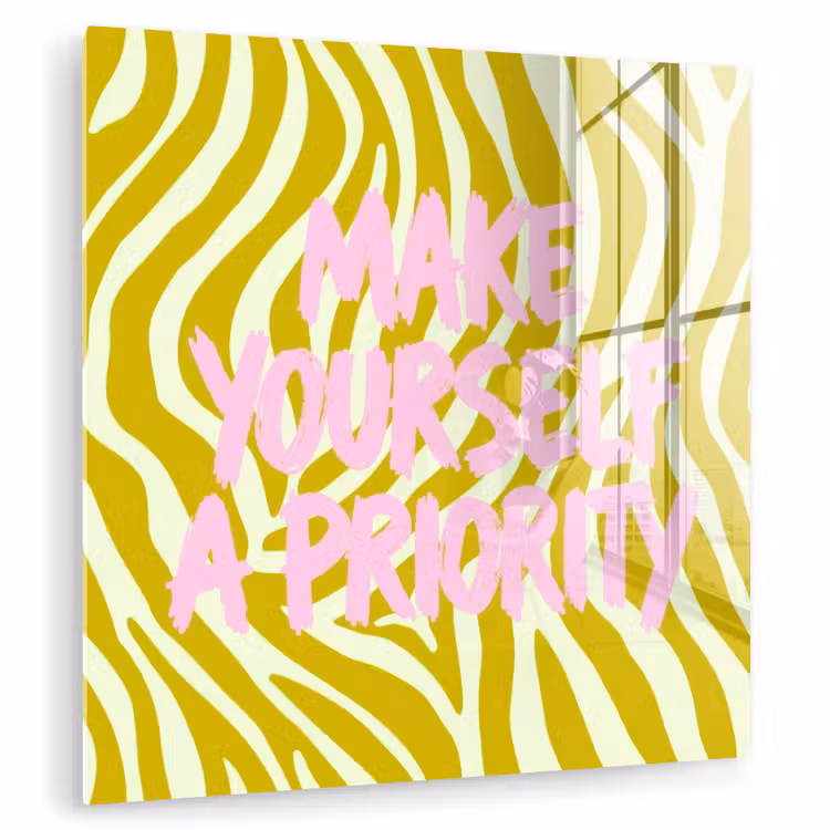 Glas schilderij - Zebraprint - Priority - Roze — 1